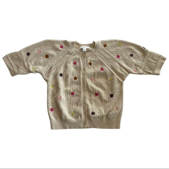 Burberry Embroidered Cotton Cashmere Blend Sweater Cardigan Size 10 Girls - Picture 2 of 9
